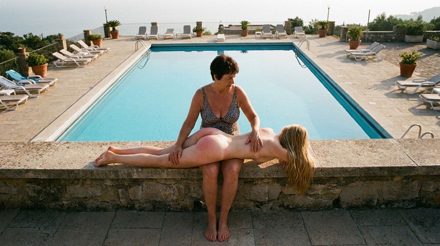 Naked Blonde Woman Spanked By Mature Woman At The Pool