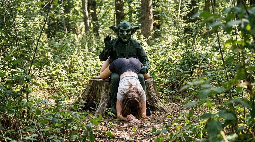 Green Goblin Spanks Young Woman Wheelbarrow in the Woods